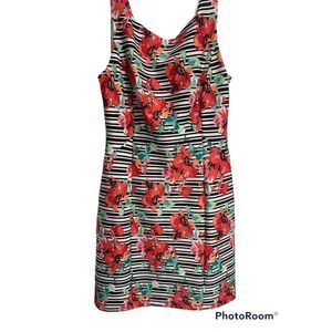 Adrianna Papell Floral Striped Sheath Cocktail dress size 8P